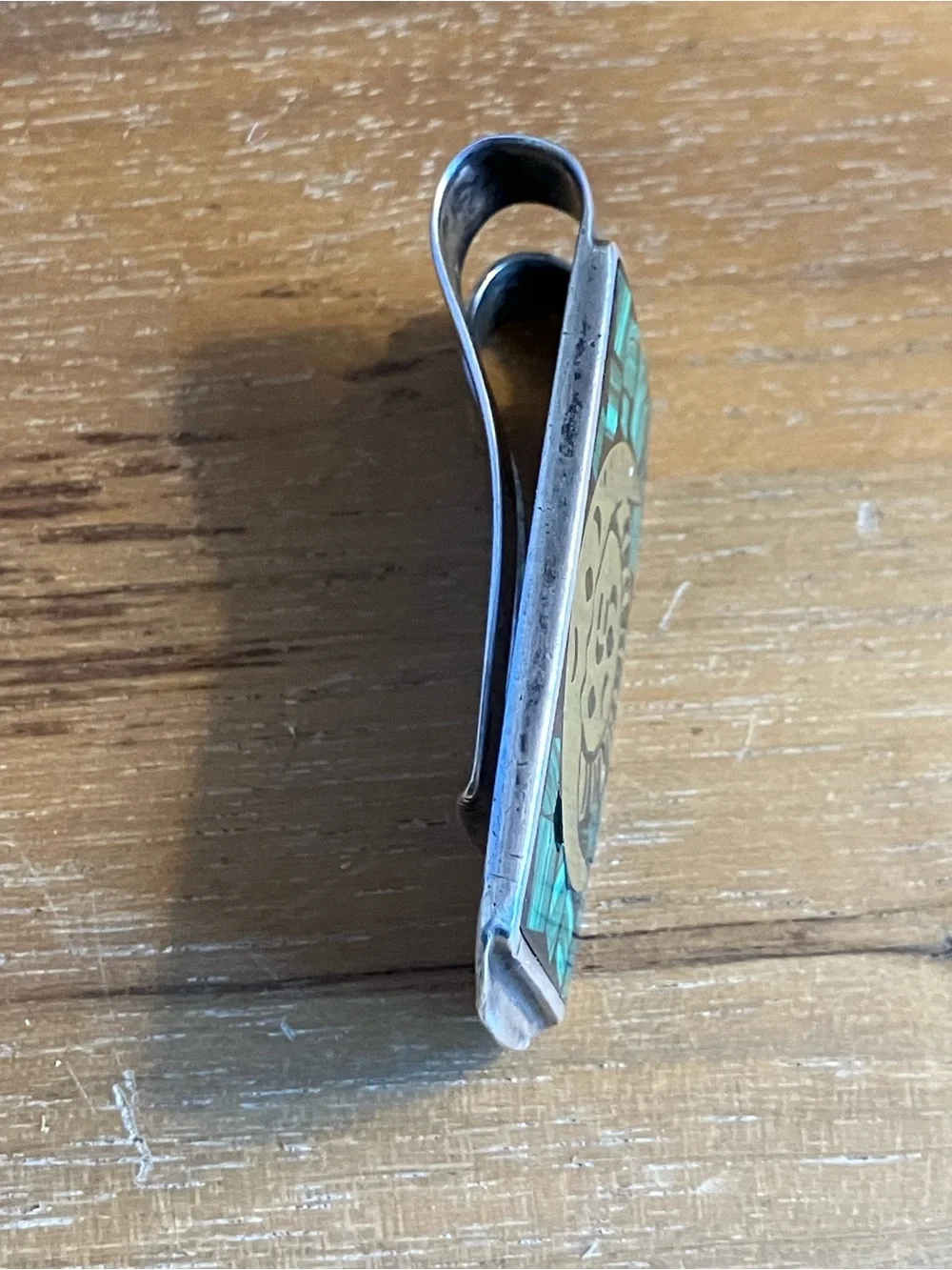 Vintage Taxco Mixed Metal Malachite Money Clip (Latin TP-114 Mexico)